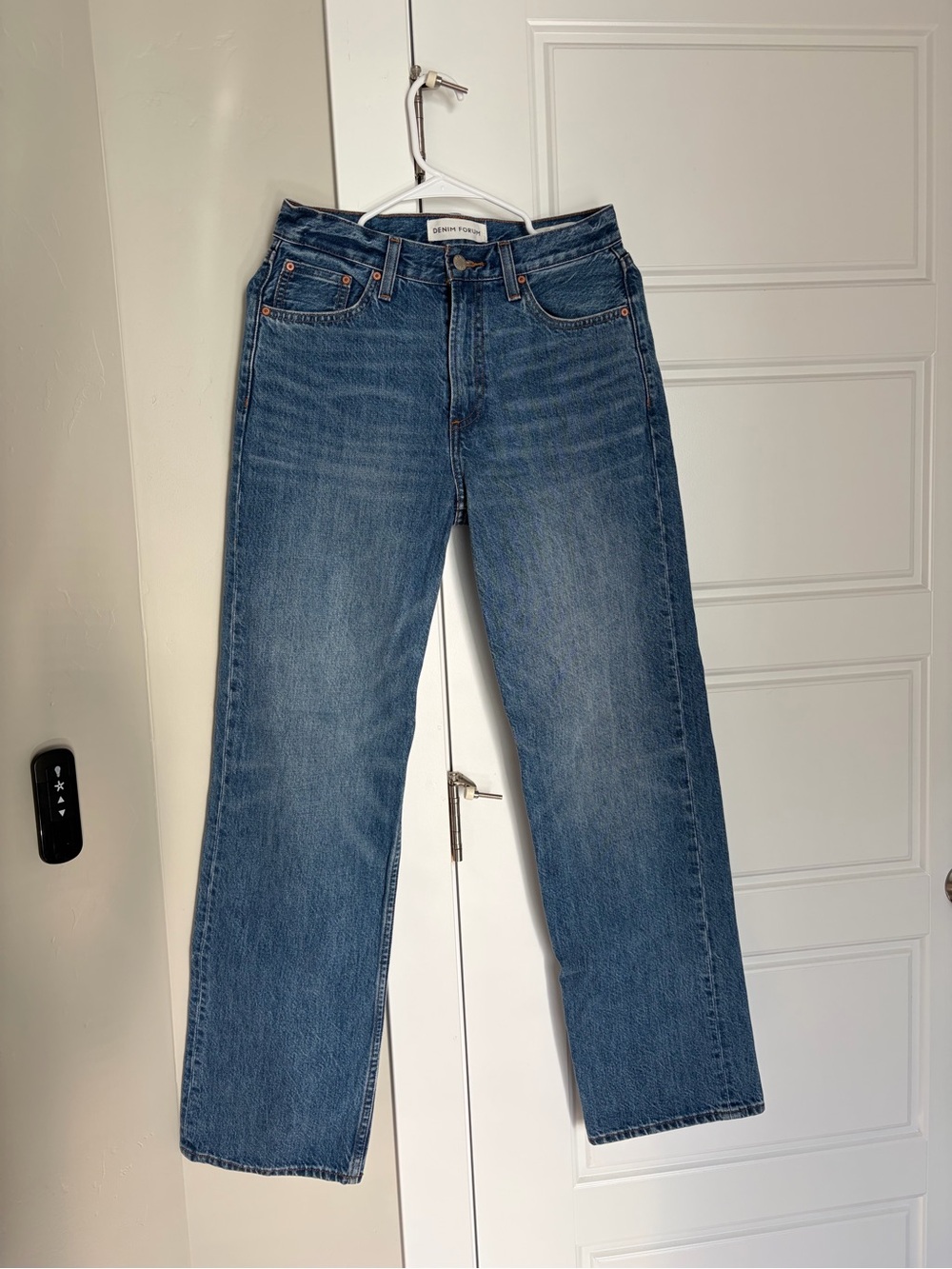Denim Forum Men's Straight Leg Jeans in Medium Blue